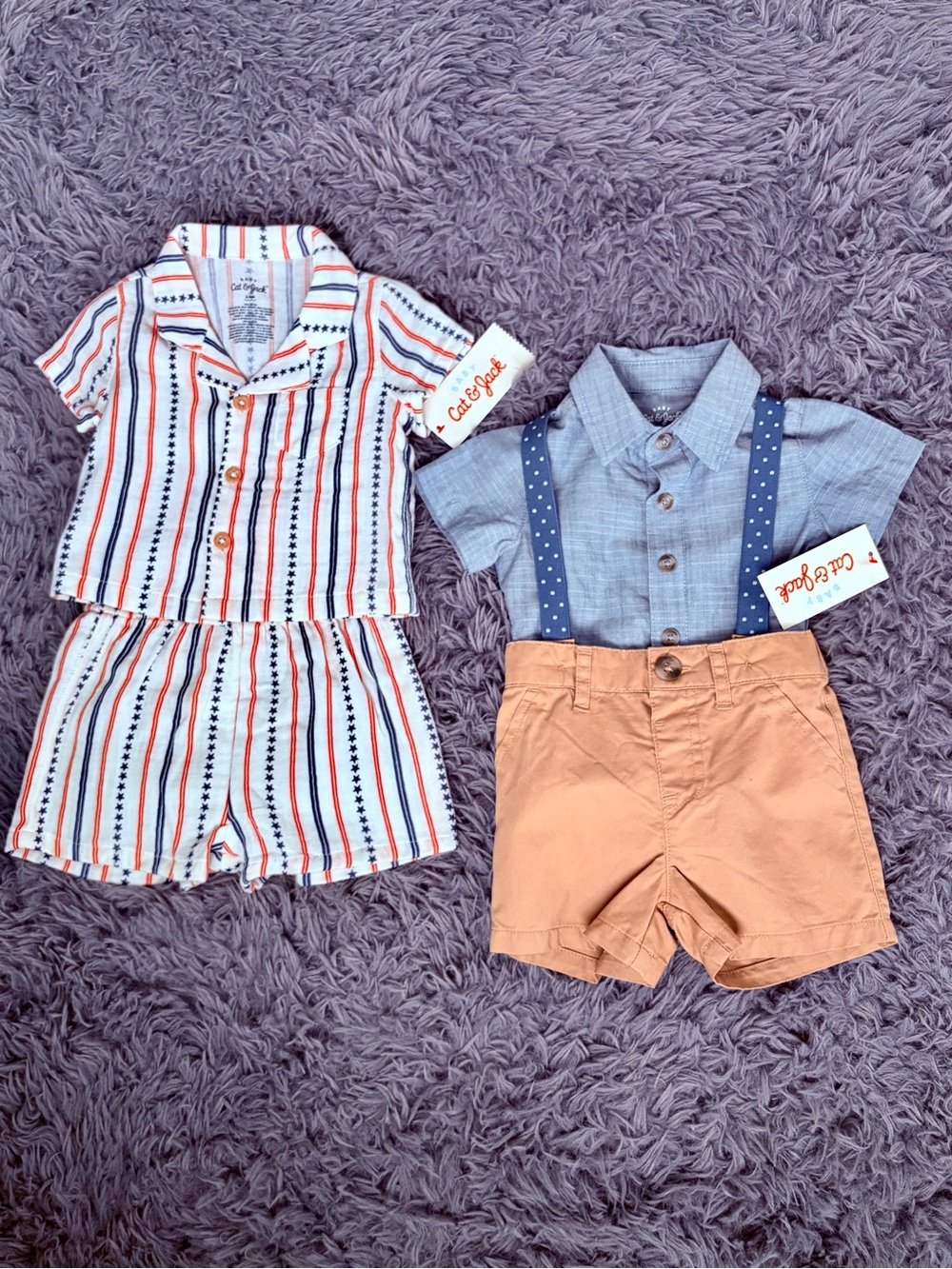 NWT Cat & Jack summer outfits size 3-6 mo baby boy (2 sets)